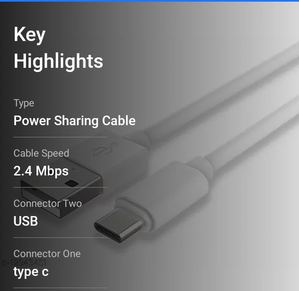 Crovell Data Transfer And Charging Cable - white, unique