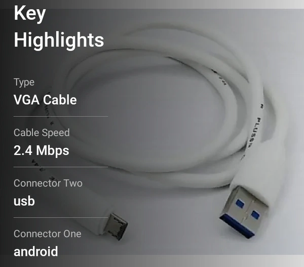 Crovell Data Transfer And Charging Cable - White, 1000mm
