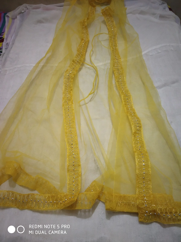 Crack Top Koti With Dupatta Set - Yellow, Free