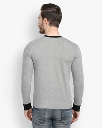 Crew Neck Grey Black Strip Full Tshirt - XL