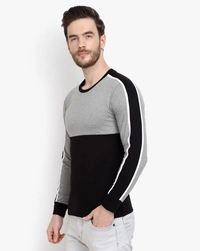Black - Grey Double Solid Full Tshirt - M