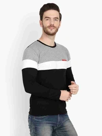 Triple Black Crew Neck Full Sleeve Tshirt - S