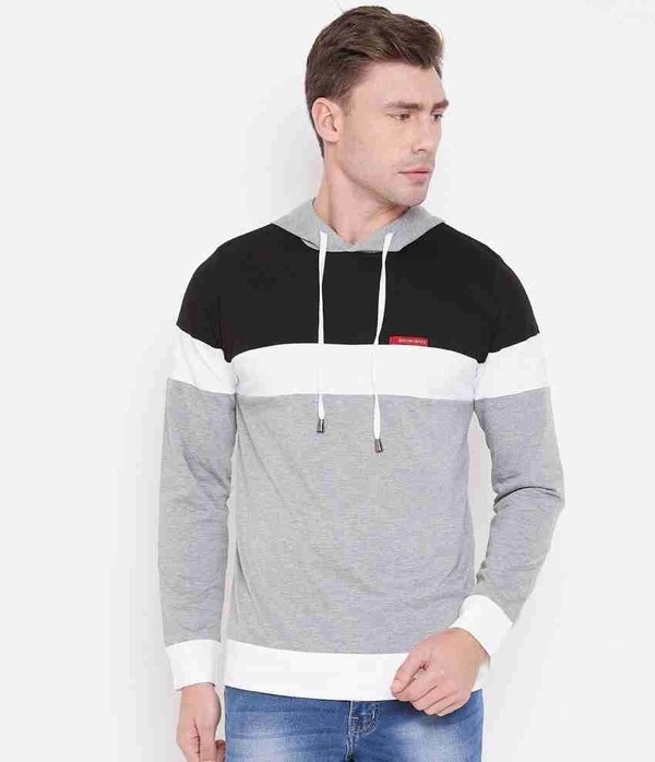 Triple Color Full Sleeve Mens Hoodie - L