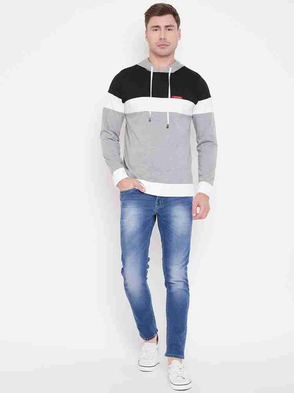 Triple Color Full Sleeve Mens Hoodie - XL