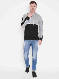 Double Color Black Mens Hoodie  - M