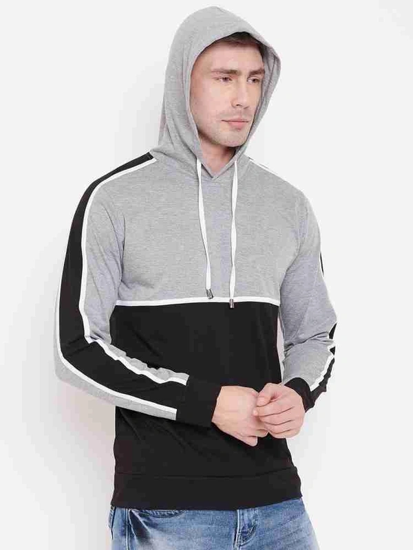 Double Color Black Mens Hoodie  - XL