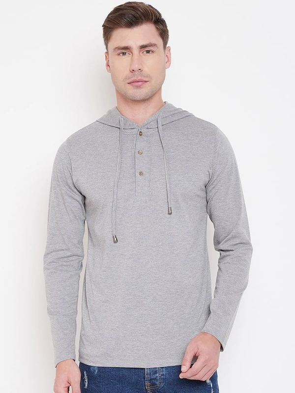 Full Grey Mens Hoodie - S