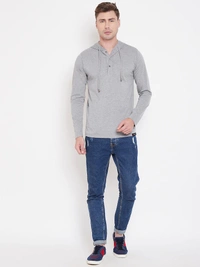 Full Grey Mens Hoodie - S