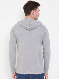 Full Grey Mens Hoodie - L