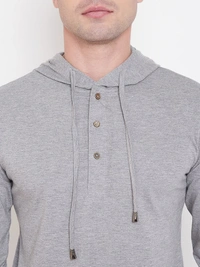 Full Grey Mens Hoodie - L