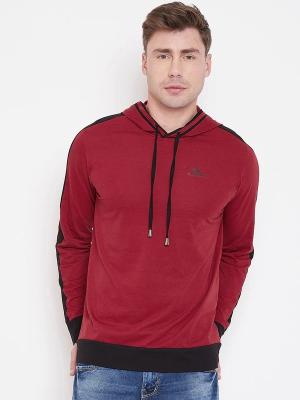 Full Maroon Mens Hoodie - S
