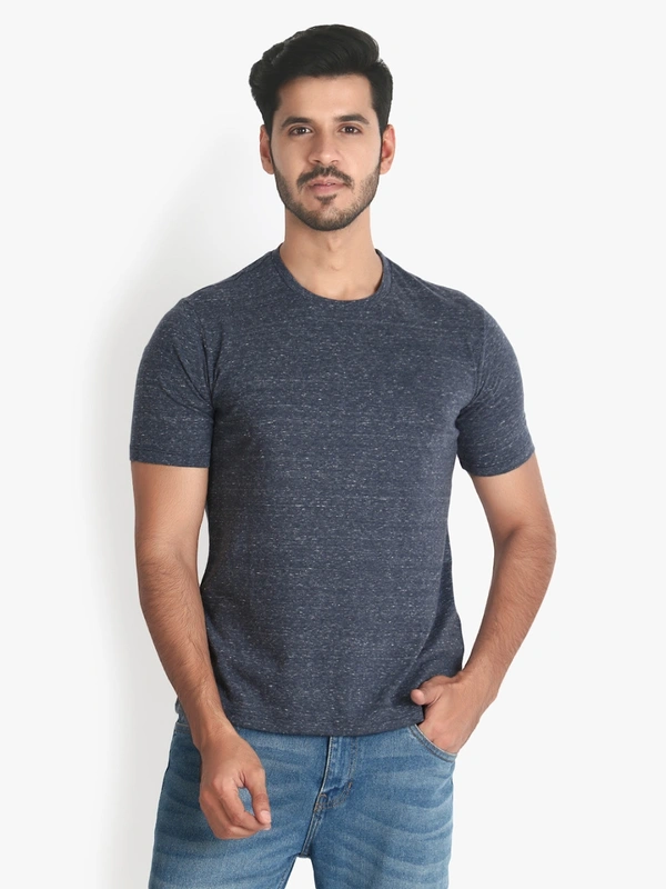 Dark Grey Solid Mens Cotton Tshirt - M