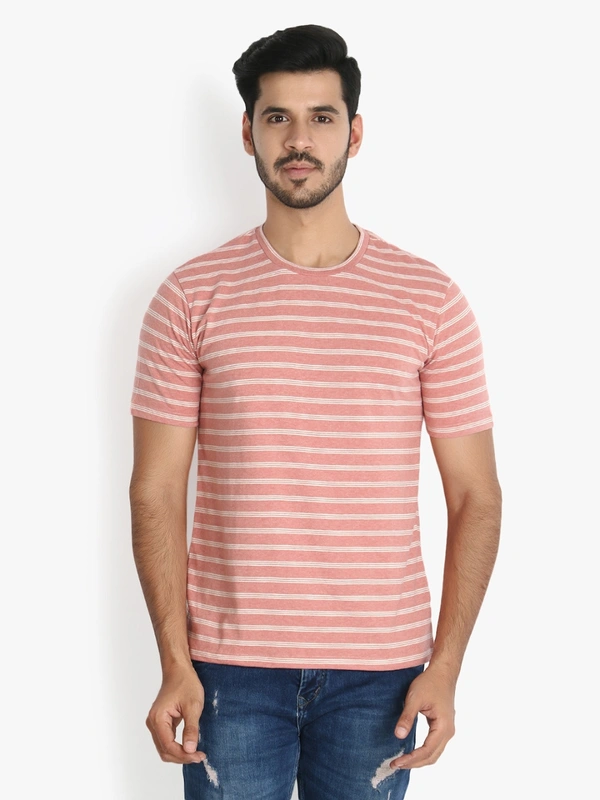 Orange White Mens Cotton Tshirt - M