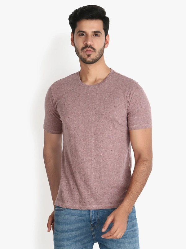 Brown Solid Mens Cotton Tshirt - M