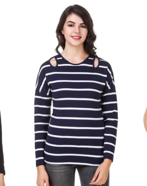 Girls White Navy Regular Top