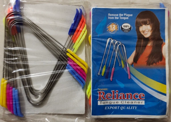Reliance Tongue Cleaner Steel+Plastic- Price 4/Pcs [Pack Of 12 ]