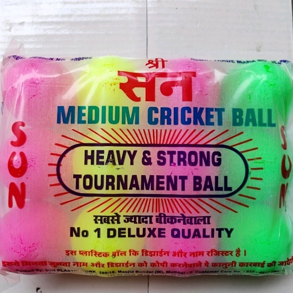 Sun Plastic Cricket Ball- Mrp 10, Price 5.5/Pcs [Pack Of 12]