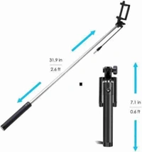 Selfie Stick (Black, Remote Include) - Black