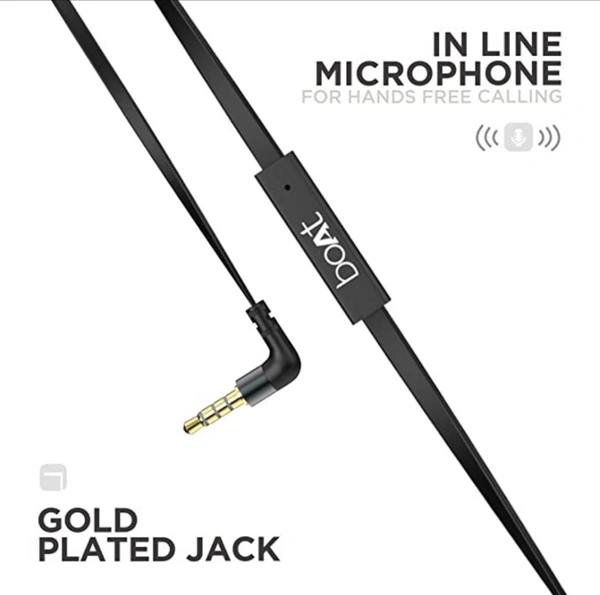 boAt Bassheads 225 in Ear Wired Earphones with Mic(Black) - black color