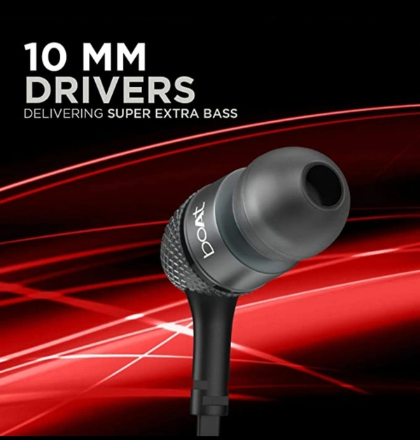 boAt Bassheads 225 in Ear Wired Earphones with Mic(Black) - black color