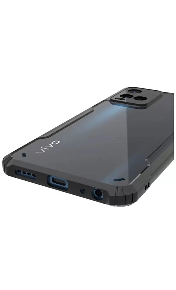 Meephone Back Cover for Vivo Y21, Vivo Y33s (Black, Transparent, Grip Case)