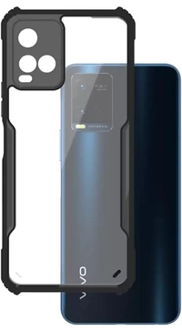 Meephone Back Cover for Vivo Y21, Vivo Y33s (Black, Transparent, Grip Case)