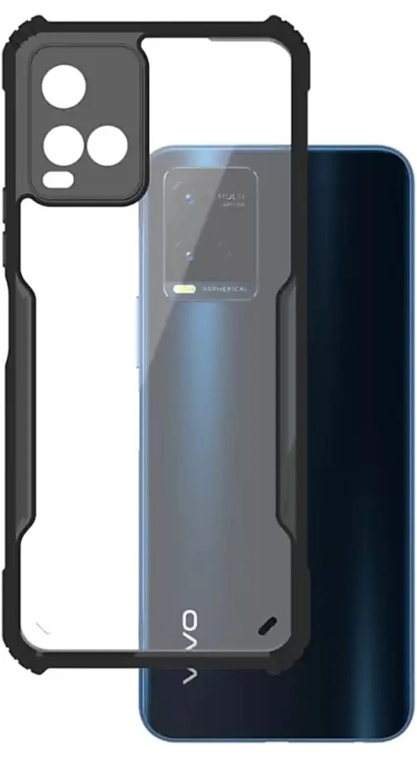 Meephone Back Cover for Vivo Y21, Vivo Y33s (Black, Transparent, Grip Case)