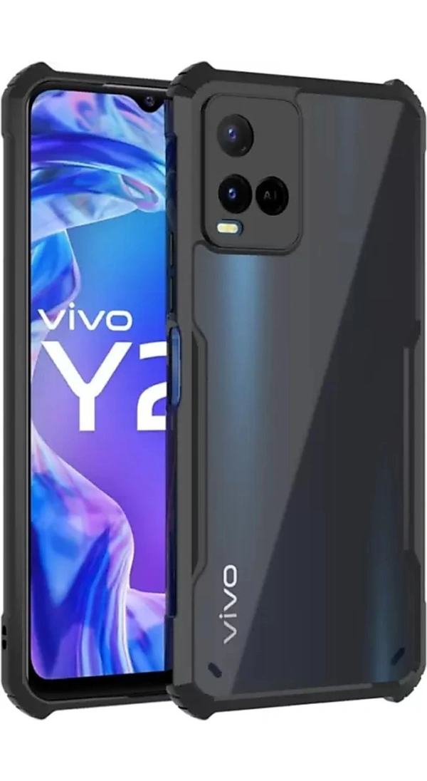 Meephone Back Cover for Vivo Y21, Vivo Y33s (Black, Transparent, Grip Case)