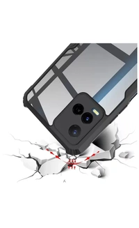 Meephone Back Cover for Vivo Y21, Vivo Y33s (Black, Transparent, Grip Case)