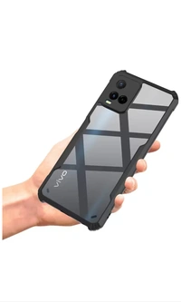 Meephone Back Cover for Vivo Y21, Vivo Y33s (Black, Transparent, Grip Case)