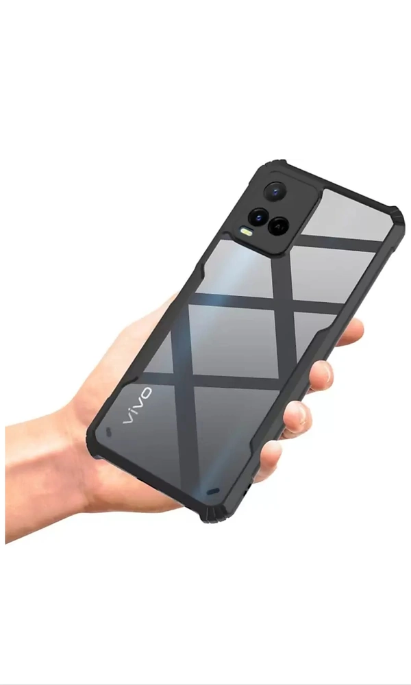 Meephone Back Cover for Vivo Y21, Vivo Y33s (Black, Transparent, Grip Case)