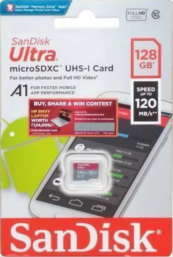 SanDisk A1 128-200-32-64 GB MicroSD CardClass 10 120 MB/s Memory Card - 128 GB