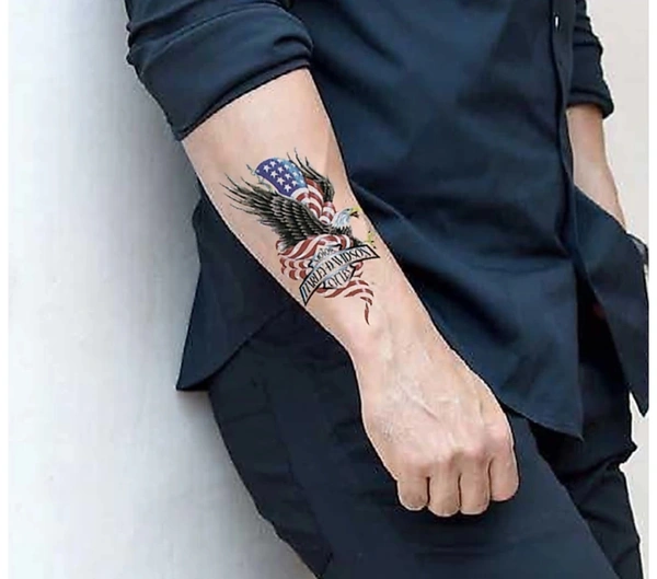 The Canvas Arts Wrist Arm Hand EagleBody Temporary Tattoo (Eagle, HarleyDavidson) - 