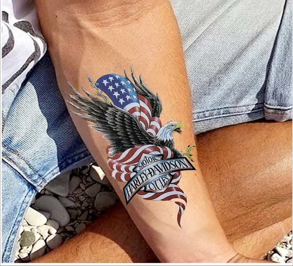 The Canvas Arts Wrist Arm Hand EagleBody Temporary Tattoo (Eagle, HarleyDavidson) - 