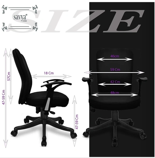 SAVYA HOME Bristol Mid Back Fabric OfficeArm Chair (Black, DIY(Do-It-Yourself)) - black color