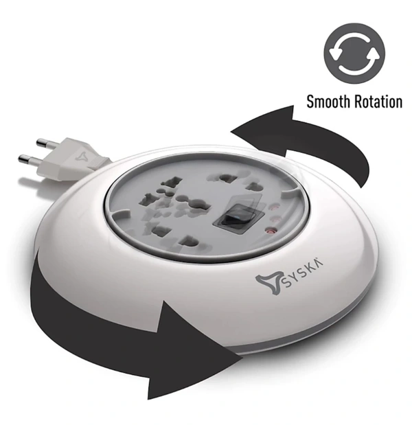 Syska Power Wheel 3 SocketExtension Boards (Grey, White)