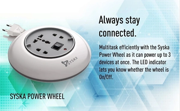 Syska Power Wheel 3 SocketExtension Boards (Grey, White)