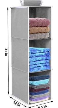 LoguRTMallshopping SmartBuy Hanging 3 Shelves Wardrobe Organiser - Grey Shoe Organizer - grey