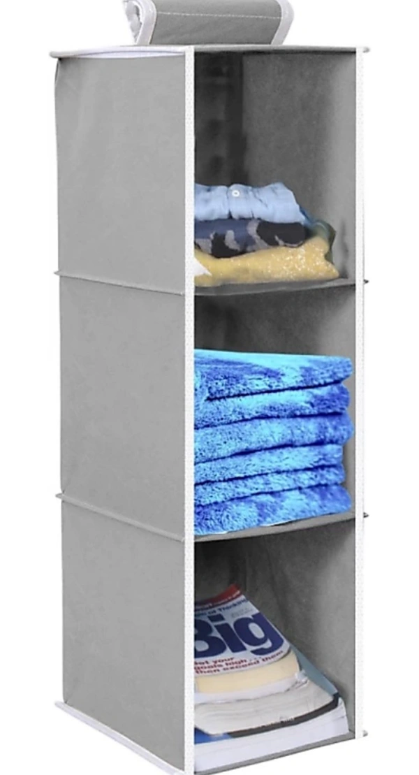 LoguRTMallshopping SmartBuy Hanging 3 Shelves Wardrobe Organiser - Grey Shoe Organizer - grey