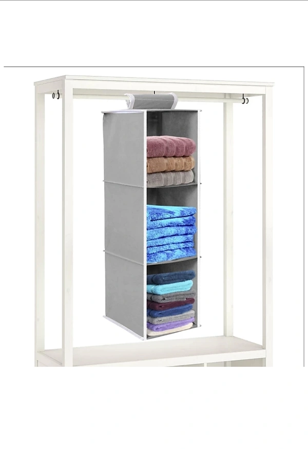 LoguRTMallshopping SmartBuy Hanging 3 Shelves Wardrobe Organiser - Grey Shoe Organizer - grey