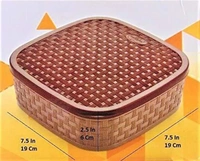 mitron Masala Rangoli Box Dabba forKeeping Spices | Spice Box for Kitchen| Plastic Wooden Style Masala Box| Masala Container | Masala Dabba(Brown) 1 Piece Spice Set (Plastic)