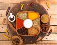 mitron Masala Rangoli Box Dabba forKeeping Spices | Spice Box for Kitchen| Plastic Wooden Style Masala Box| Masala Container | Masala Dabba(Brown) 1 Piece Spice Set (Plastic)