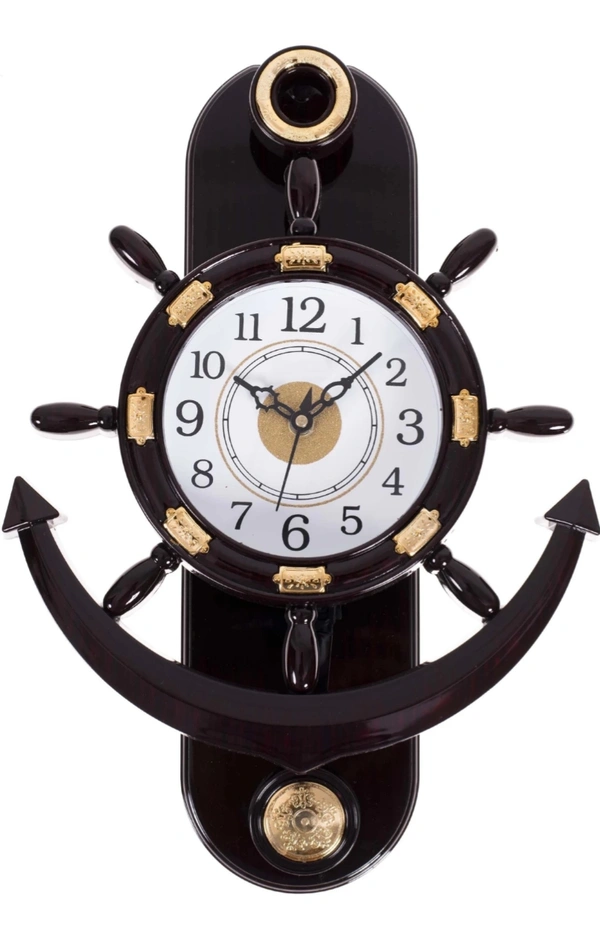 BIG BANG CREATIONS Analog 35 cm X 25 cm WallClock (Brown, With Glass) - Multicolor