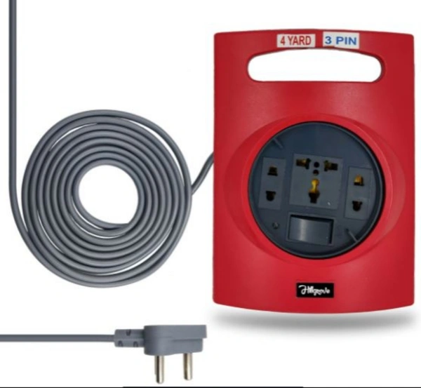 Hillgrove Power Extension Board with 4 Meter LongCable Surge Protector for Home/Computer/Fridge/Washing Machine/Refrigetator 3 Socket ExtensionBoards (Red) HG0080By Hillgrove - red