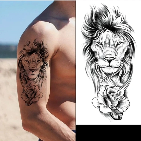 business venture Men and WomenWomen Waterproof Tattoo BodyTemporary Tattoo (LION Tattoo) (XQB375) - black color