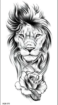 business venture Men and WomenWomen Waterproof Tattoo BodyTemporary Tattoo (LION Tattoo) (XQB375) - black color