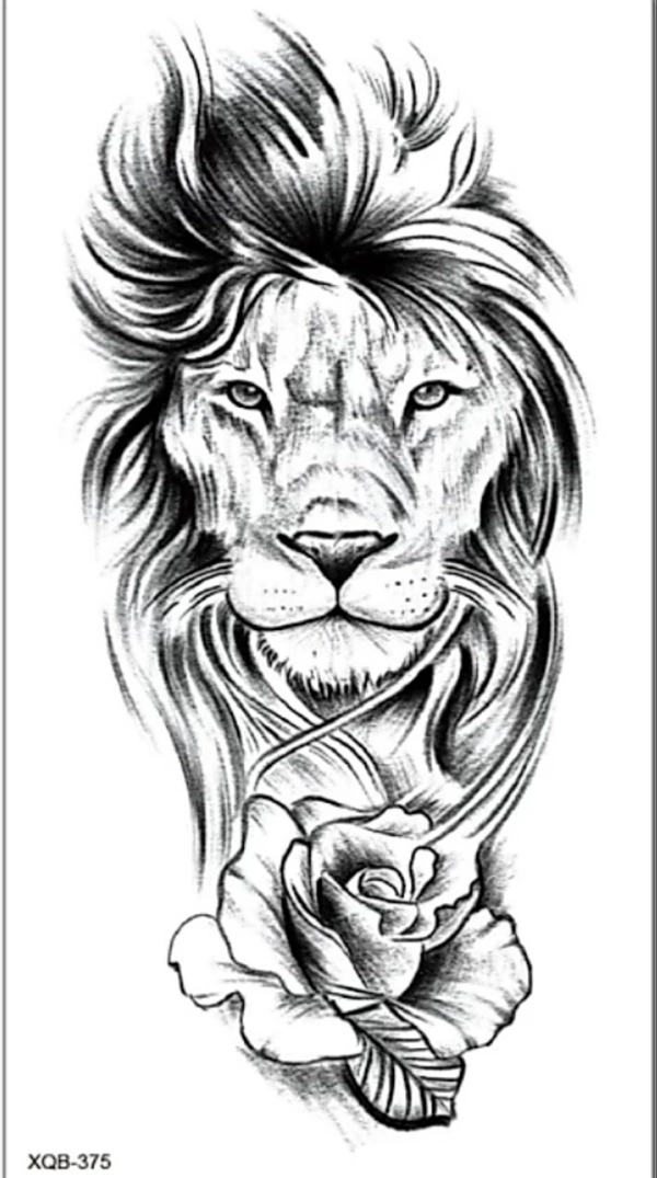business venture Men and WomenWomen Waterproof Tattoo BodyTemporary Tattoo (LION Tattoo) (XQB375) - black color