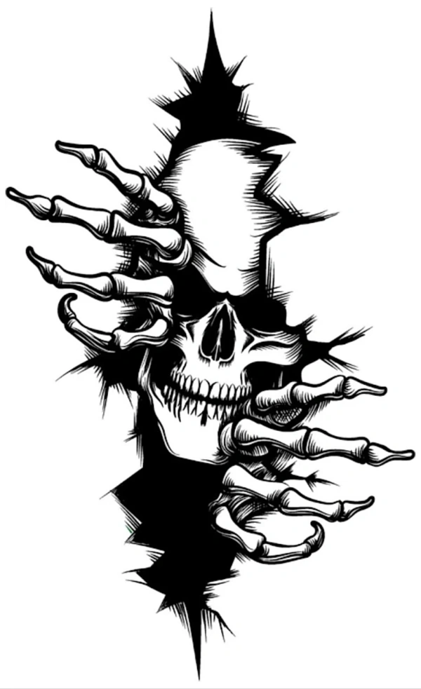komstec Skull Tattoo For Men andWomen Evil Sticker Temporary BodyTattoo (Skull Tattoo) - black color