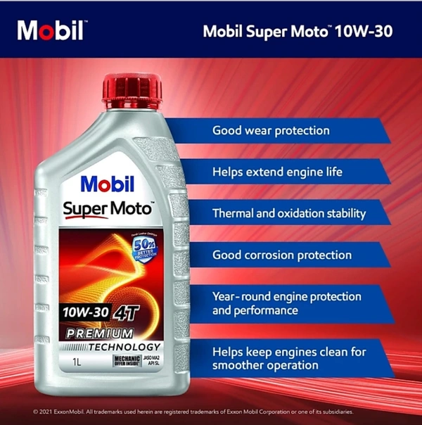 MOBIL Super Moto 10W-30 4TPremium Technology Full-SyntheticEngine Oil (1 L)