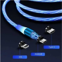 Charging Adapters Fast Charge WithFlowing Magnetic 3 In 1 UC055 MultiplePin With LED Light (Blue) 1 m MagneticCharging Cable (Compatible withCharging Input of Micro USB,Type Cand Lightning, Blue, One Cable) 1 mMagnetic Charging Cable (Compatiblewith Charging Input of Micro USB, TypeC and Lightning, Blue)